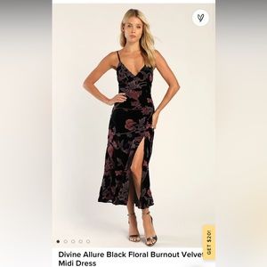 Velvet floral midi dress